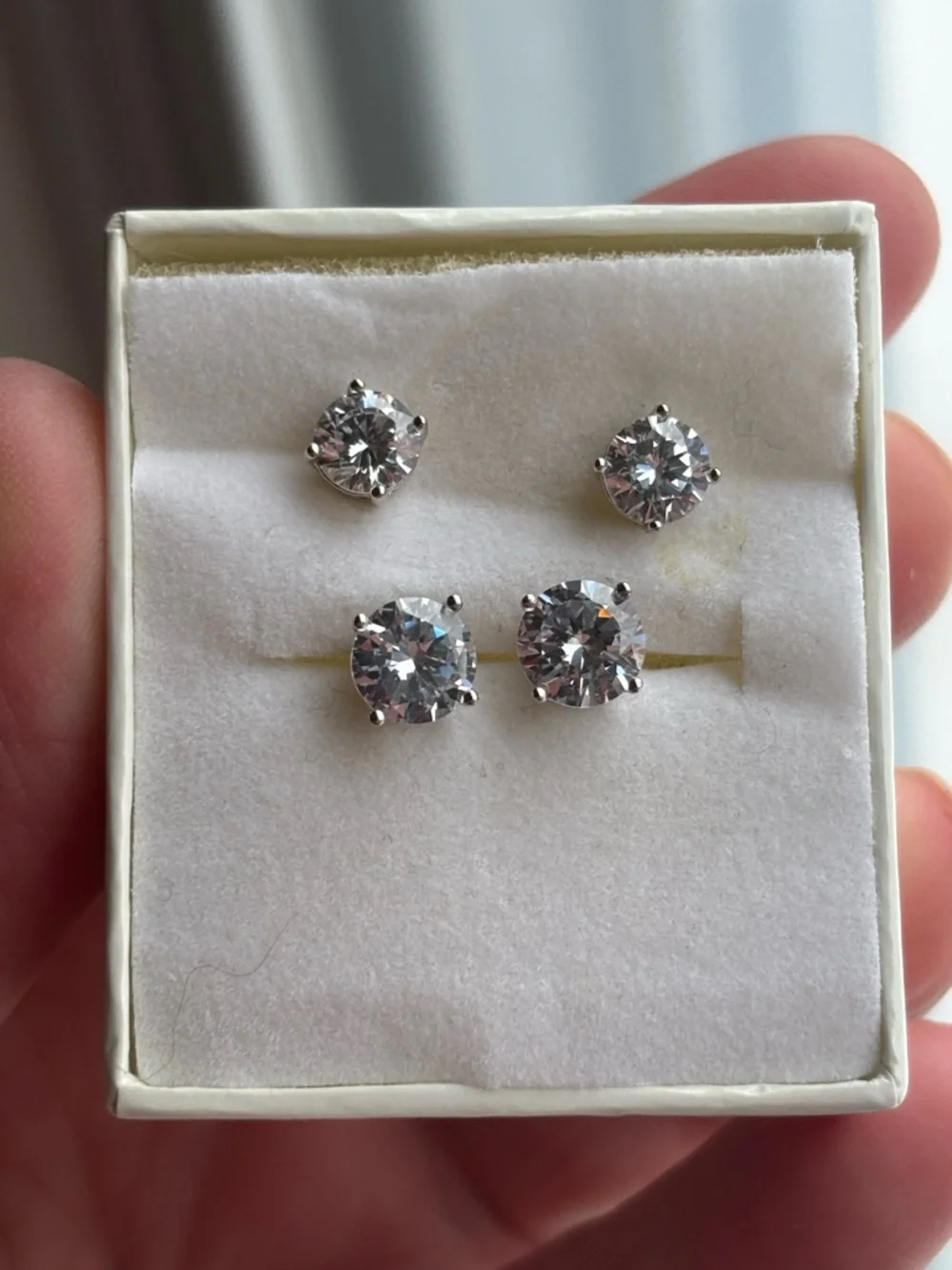 Classic Surgical Steal CZ Stud Earrings - Clear (Set of 2 Pairs) - Picture 4 of 4